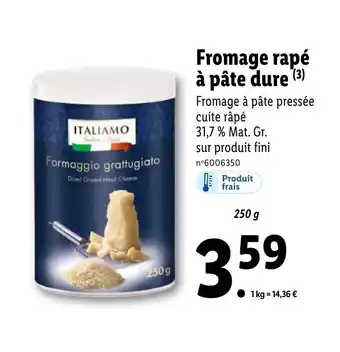 Lidl Fromage rapé à pâte dure offre