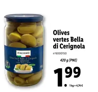 Lidl Olives vertes bella di cerignola offre