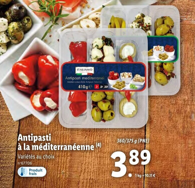 Promo Antipasti à la méditerranéenne chez Lidl