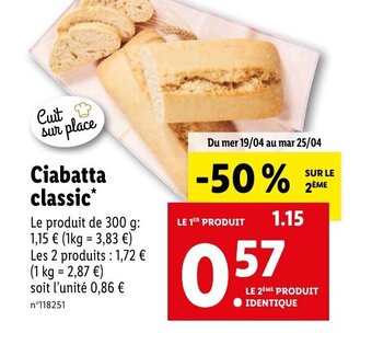 Lidl Ciabatta classic offre