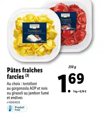 Lidl Pâtes fraîches farcies offre