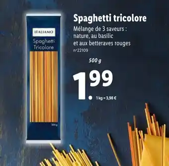 Lidl Spaghetti tricolore offre