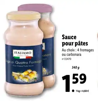 Lidl Sauce pour pâtes offre
