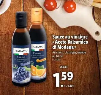 Lidl Sauce au vinaigre aceto balsamico di modena offre