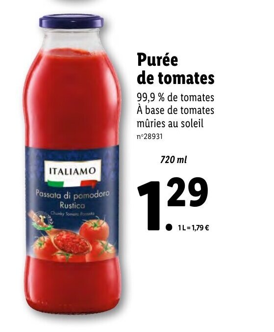 Promo Purée de tomates chez Lidl