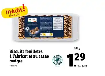 Lidl Biscuits feuilletés à l'abricot et au cacao maigre offre