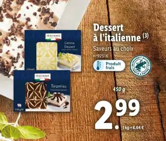 Lidl Dessert à l'italienne offre
