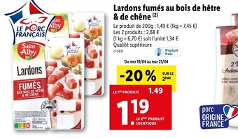 Lidl Lardons fumés au bois de hêtre & de chêne offre
