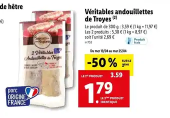 Lidl Véritables andouillettes de troyes offre