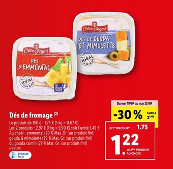 Lidl Dés de fromage offre