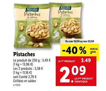 Lidl Pistaches offre