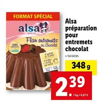 Lidl Alsa préparation pour entremets chocolat offre