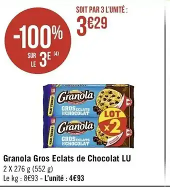 Casino Supermarchés Granola Gros Eclats de Chocolat LU offre