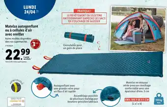 Lidl Matelas Autogonflant ou à Cellules d'Air Avec Oreiller offre