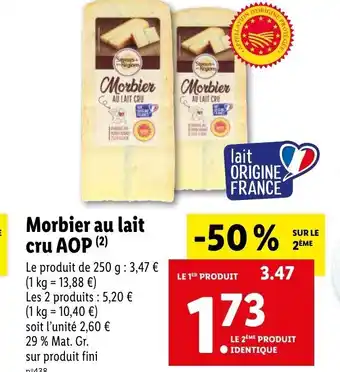 Lidl Morbier au Lait cru AOP offre