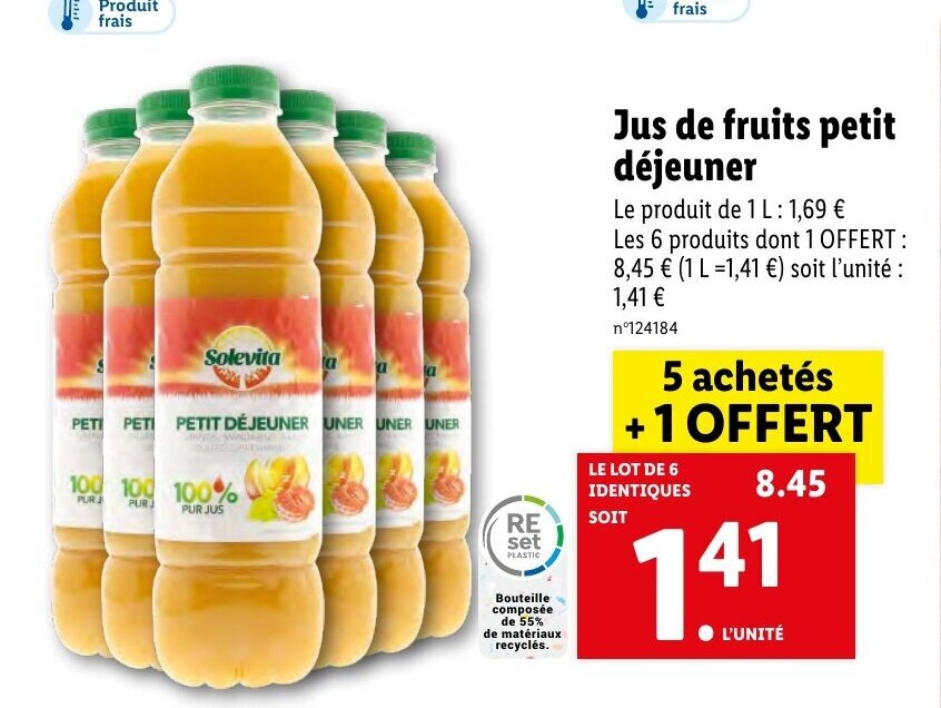 Promo Jus de Fruits Petit Déjeuner chez Lidl