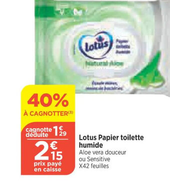 Bi1 Lotus Papier Toilette Humide offre