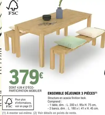 E.Leclerc Brico Ensemble Déjeuner 3 Piéces offre