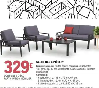 E.Leclerc Brico Salon Bas 4 Piéces offre