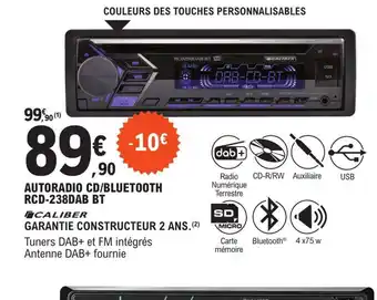 E.Leclerc L'Auto Autoradio CD/Bluetooth RCD-238DAB BT offre