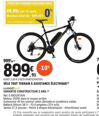 E.Leclerc L'Auto Velo tout terrain a assistance electrique offre