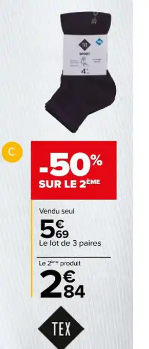 Carrefour Market Socquettes homme offre
