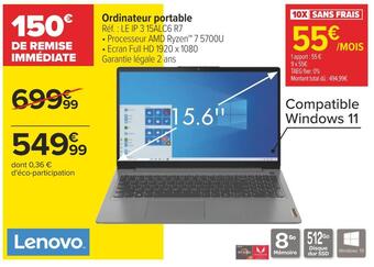 Carrefour Lenovo ordinateur portable offre