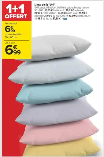 Carrefour Linge de lit uni offre
