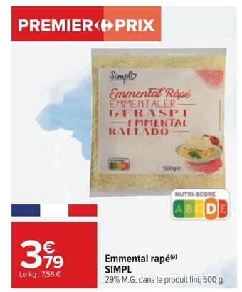 Carrefour Simpl emmental rapé offre