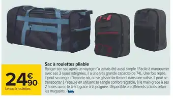 Carrefour Sac à roulettes pliable offre