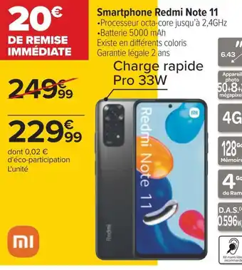 Carrefour Redmi smartphone note 11 offre