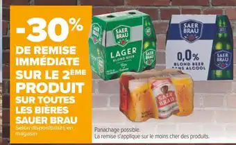 Carrefour Sauer brau -30% de remise immédiate sur le 2ème produit sur toutes sauer brau offre