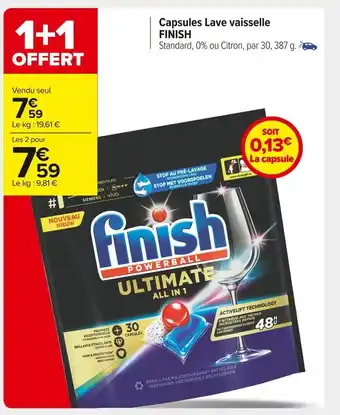 Carrefour Market Finish capsules lave vaisselle offre