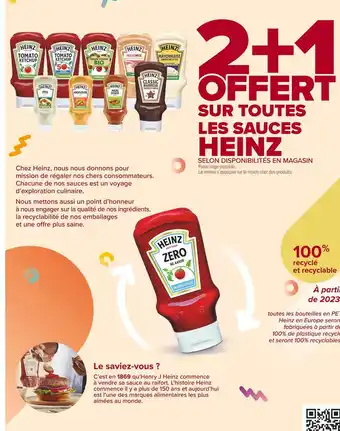 Carrefour Market Heinz 2+1 offert sur toutes les sauces heinz offre