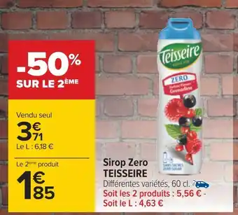 Carrefour Teisseire sirop zero offre