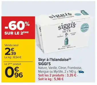 Carrefour Siggi's skyr à l'islandaise offre