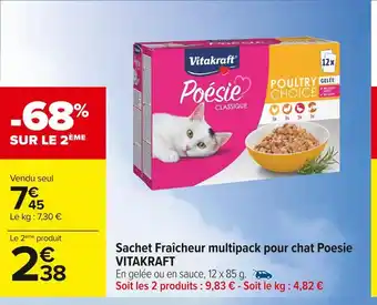 Carrefour Market Vitakraft sachet fraîcheur multipack pour chat poesie offre