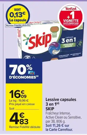 Carrefour Market Skip lessive capsules 3 en 1(d) offre