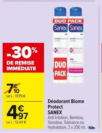 Carrefour Market Sanex déodorant biome protect offre