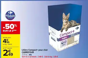 Carrefour Market Carrefour litière compact+ pour chat offre