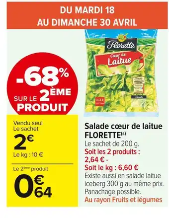 Carrefour Market Florette salade cœur de laitue offre
