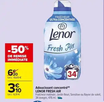 Carrefour Market Lenor fresh air adoucissant concentré offre