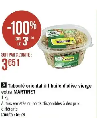 Casino Supermarchés Taboulé oriental à l'huile d'olive vierge extra offre