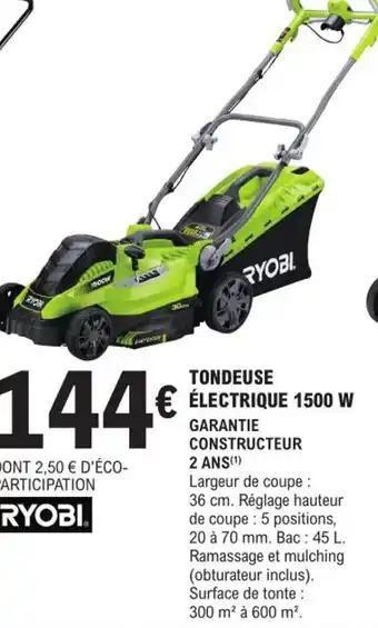 E.Leclerc Brico Tondeuse Électrique 1500 W offre