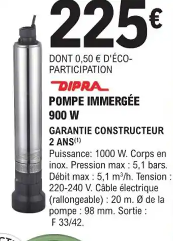 E.Leclerc Brico Pompe Immergée 900 W offre