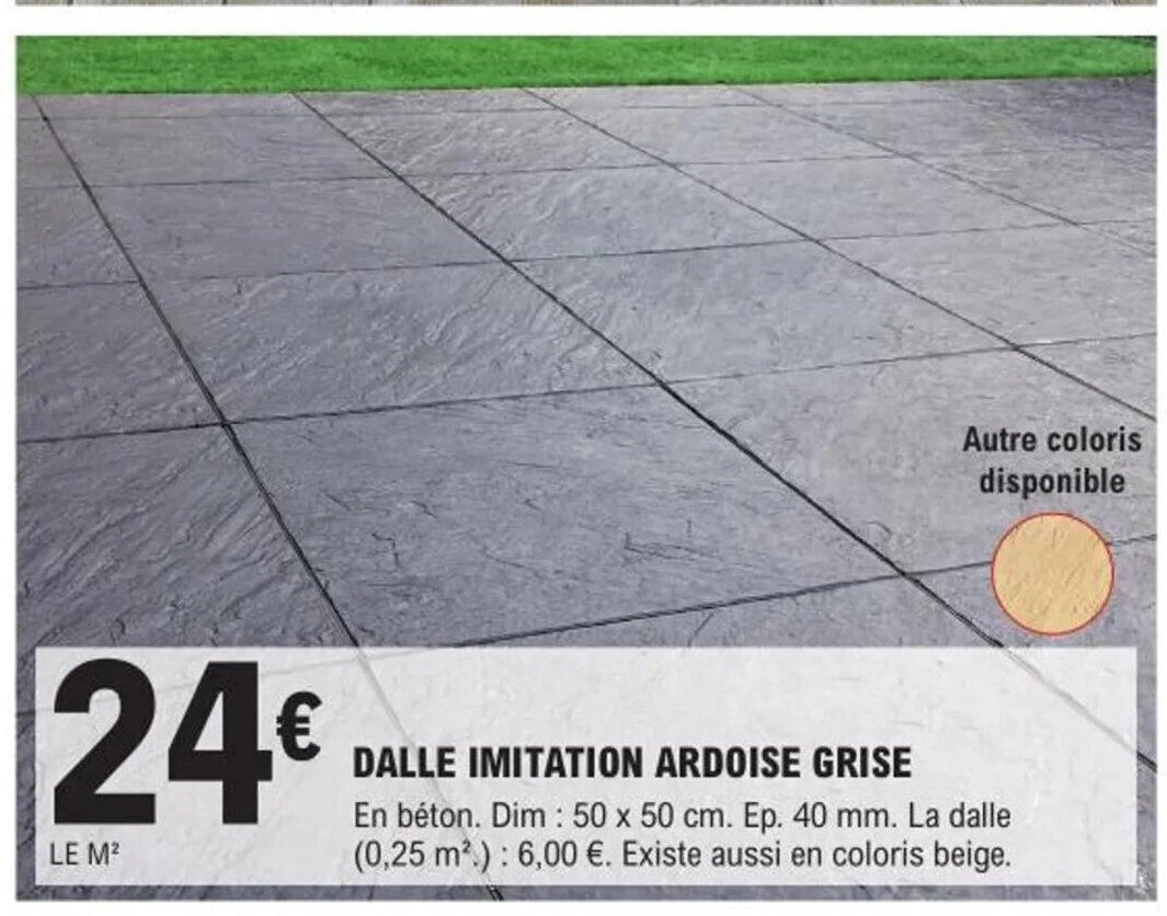 Promo Dalle Imitation Ardoise Grise chez E.Leclerc Brico