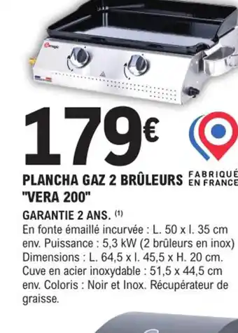 Plancha Gaz 2 Brûleurs Vera 200