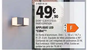 E.Leclerc Brico Applique LED Cuba offre