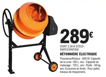 E.Leclerc Brico Bétonniere électrique offre