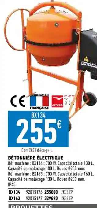 Brico Cash Bétonnière Électrique offre